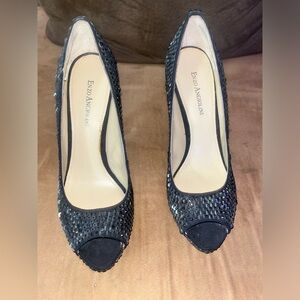 Enzo Angiolini Black Sequin Heels